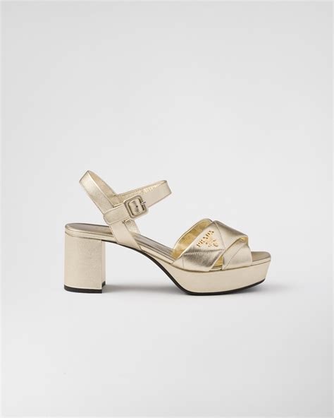 prada quilted nappa leather sandals|Prada nappa platform sandals.